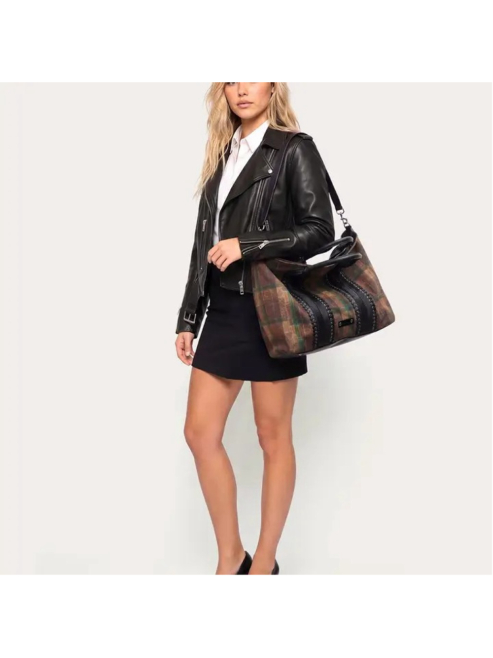 Aimee Kestenberg All For Love Novelty Top Zip Tote-Moto Plaid